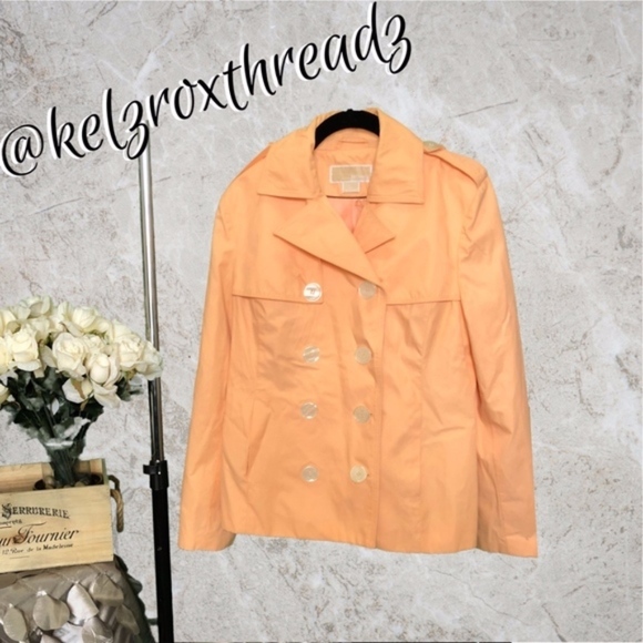 Michael Kors Hooded Orange Short Rain Trench Coat SZ M - Picture 1 of 4